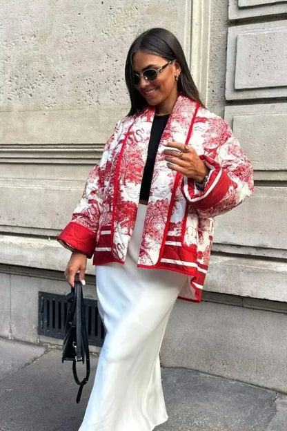 Printed Padded Pocket Coat