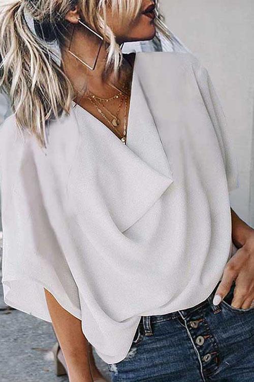 Margovil Heap Collar Solid Chic Top