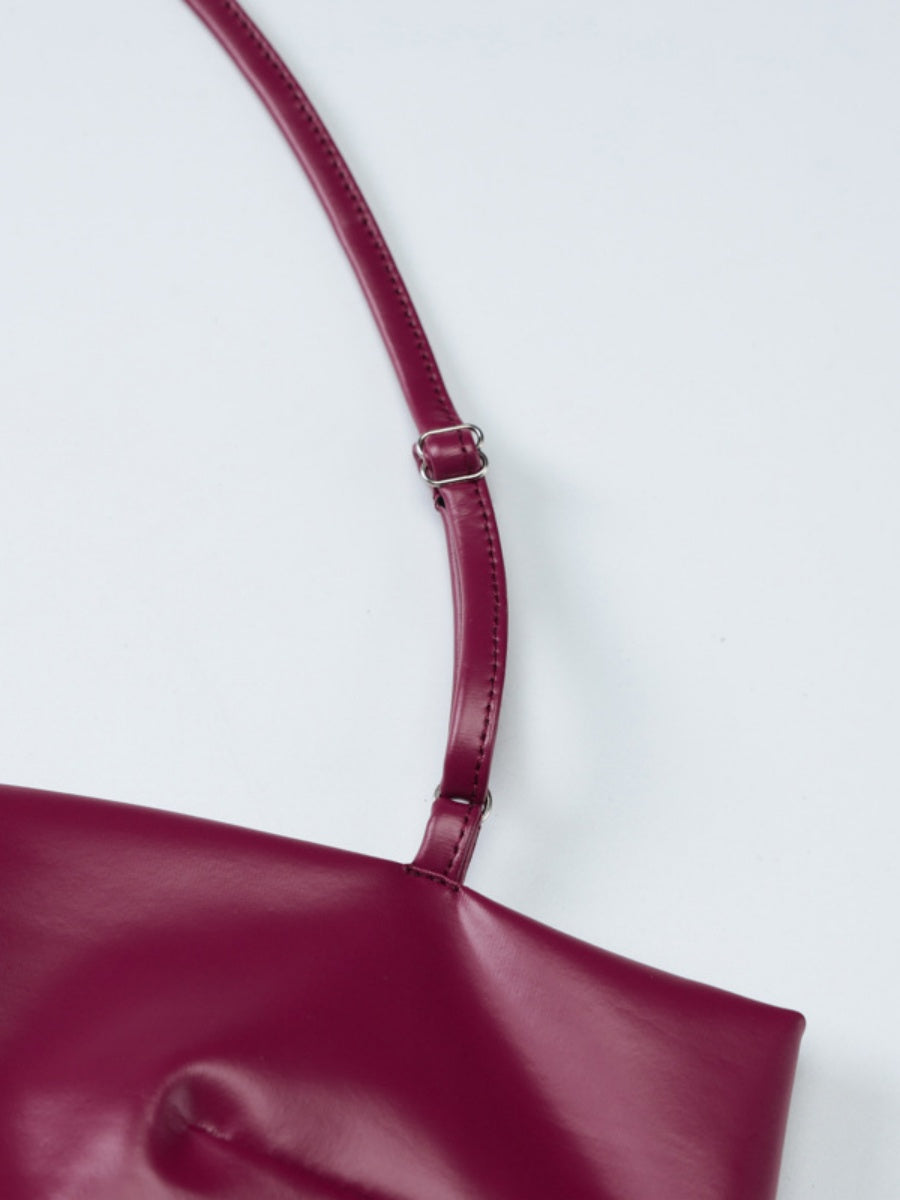 PU Leather Tube Top Halter Sexy Tight Bodycon Dress