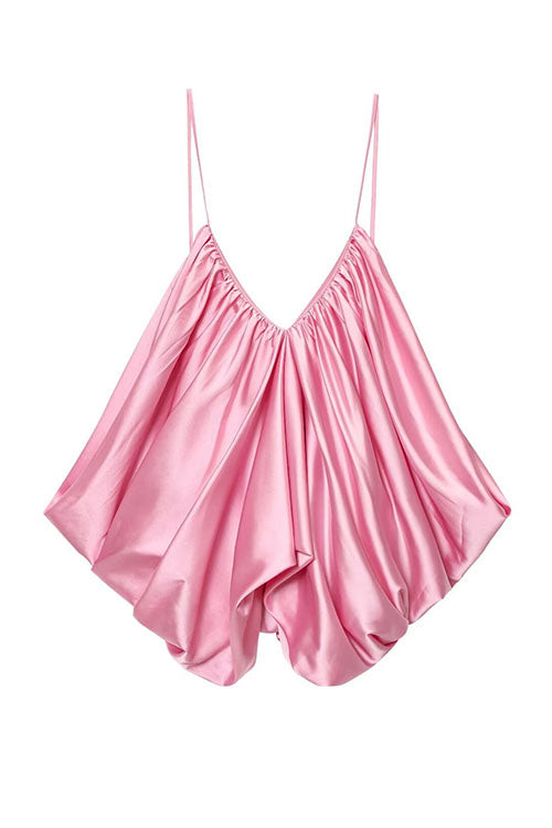 Margovil Spaghetti Strap Draped Satin Top