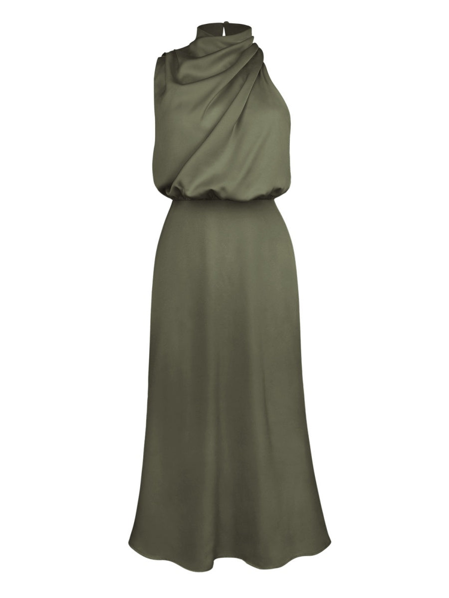 Satin Sleeveless Parties Bridesmaid Midi Dresses
