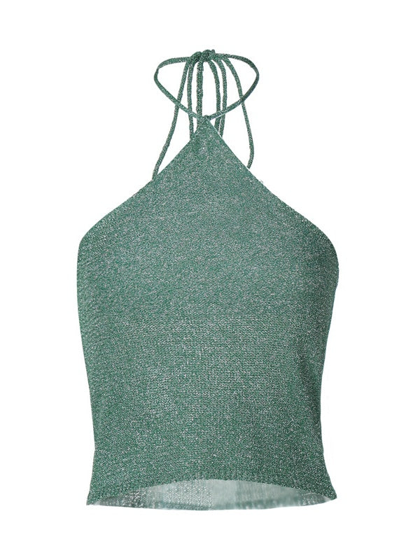 Solid Color, Versatile, Sexy Halter Neck, Slim Fit Knitted Camisole