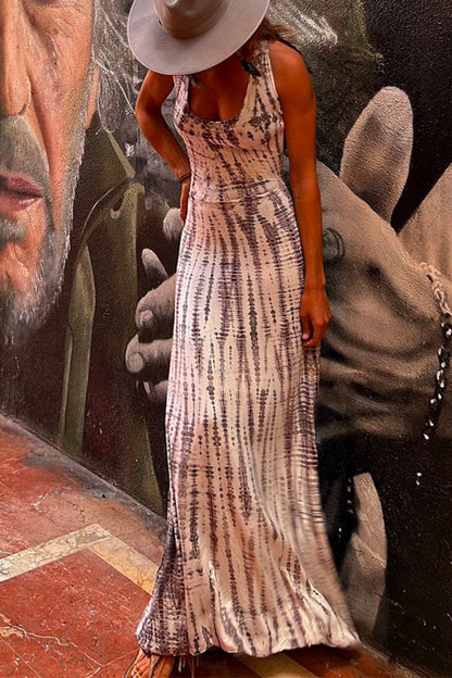 Margovil Criss Cross Open Back Tie Dye Maxi Dress