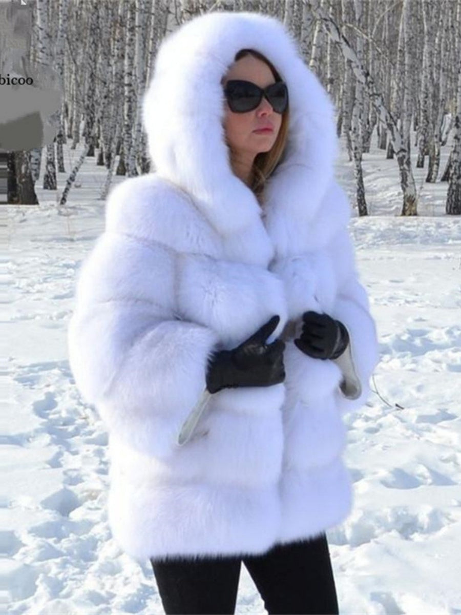 Artificial Fur Hooded Coat Parties Coats