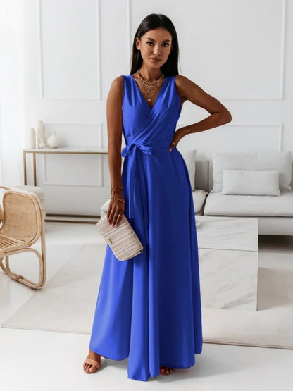 Lace Up V-neck Formal Dress Maxi Dresses