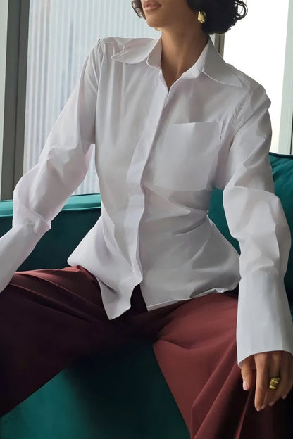 Versatile Lapel Collar Blouse