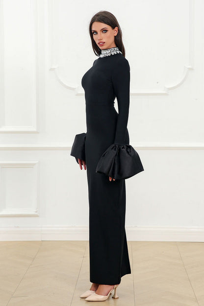 Sparkling Round Neck Long Sleeve Bubble Sleeve Formal Dress