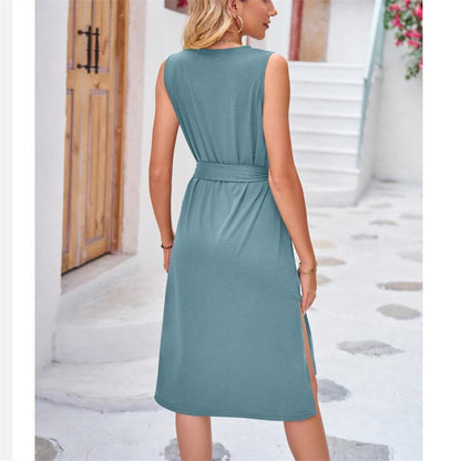 Solid Color Sleeveless Midi Dress in Multiple Colors