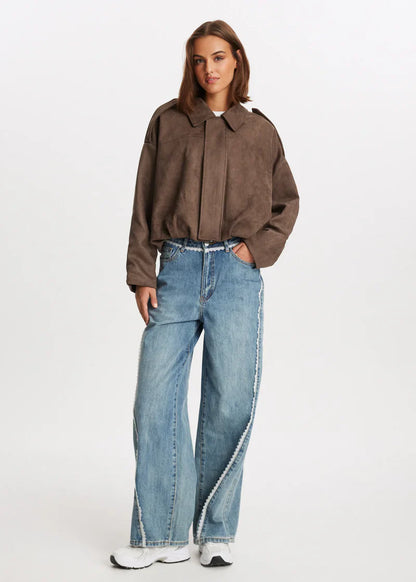 Elina Suede Bomber Jacket