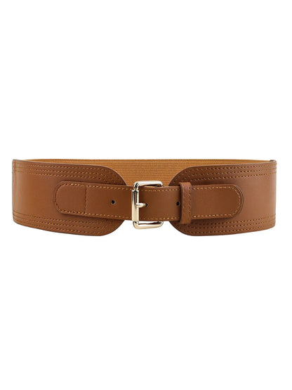 Faux Leather Buckle Corset Belt
