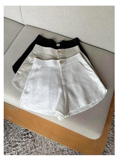 Lightweight Tencel High-waisted Non-stretch Shorts