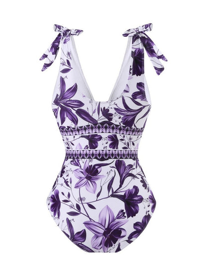 Blue And White Porcelain Print One-piece Slimming And Figure-flattering Long Swimsuit And Sun Protection Dress Two-piece Set