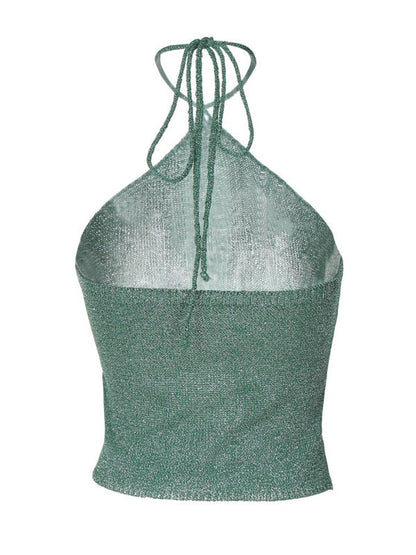 Solid Color, Versatile, Sexy Halter Neck, Slim Fit Knitted Camisole