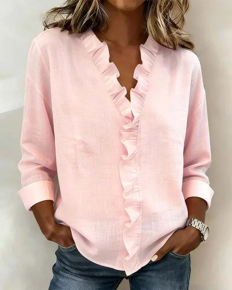 The Indie — Ruffle V-Neck Blouse