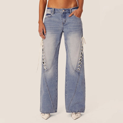 Side Bandage Low Rise Baggy Pant