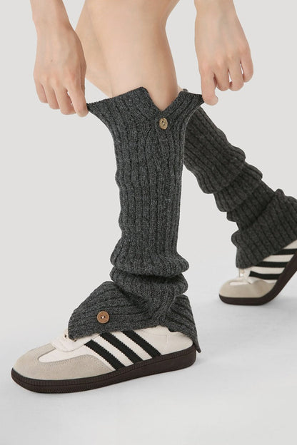 Button Knit Foldover Leg Warmers