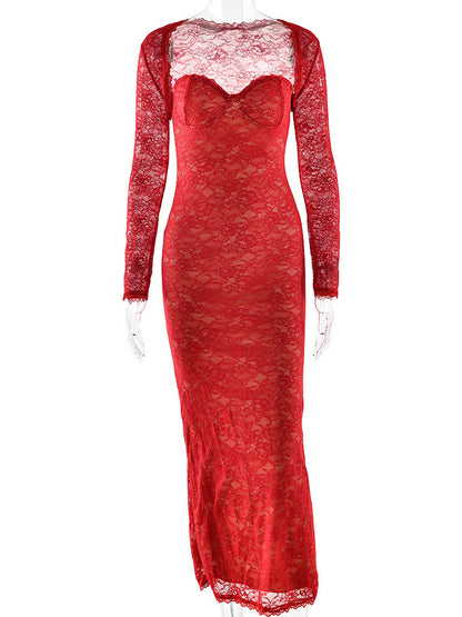 Elegant Black Floral Lace Shrug Maxi Dress Bodycon Evening Gown For Women 2026