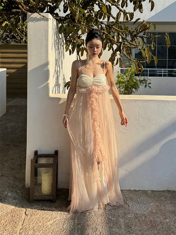 Glimmering Tulle Fairycore Sequin Maxi Dress – Dreamy Resort Gown