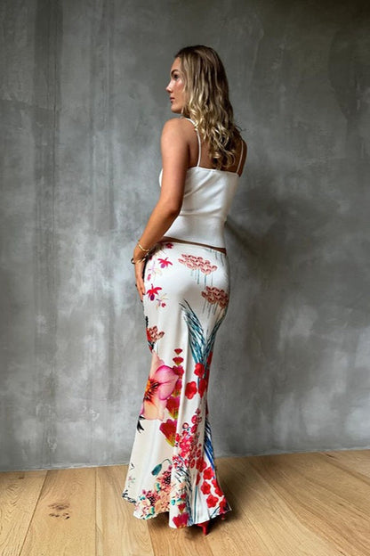 Printed High-Waist Bodycon Skirt