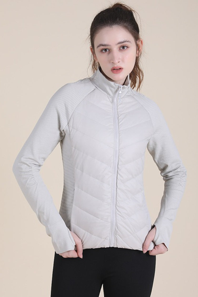 Lightweight Slim Stand Collar Down Puffer Windproof Sports Jacket
