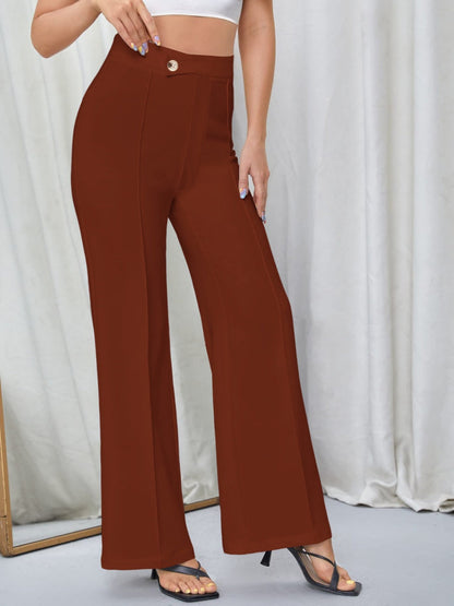 Mildly Spicy High Waist Buttons Wide-leg Pants Pants