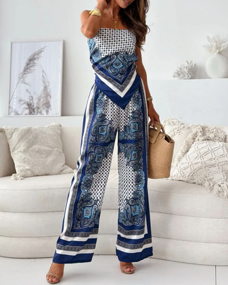 Printed Vest & Pants Two Piece Set