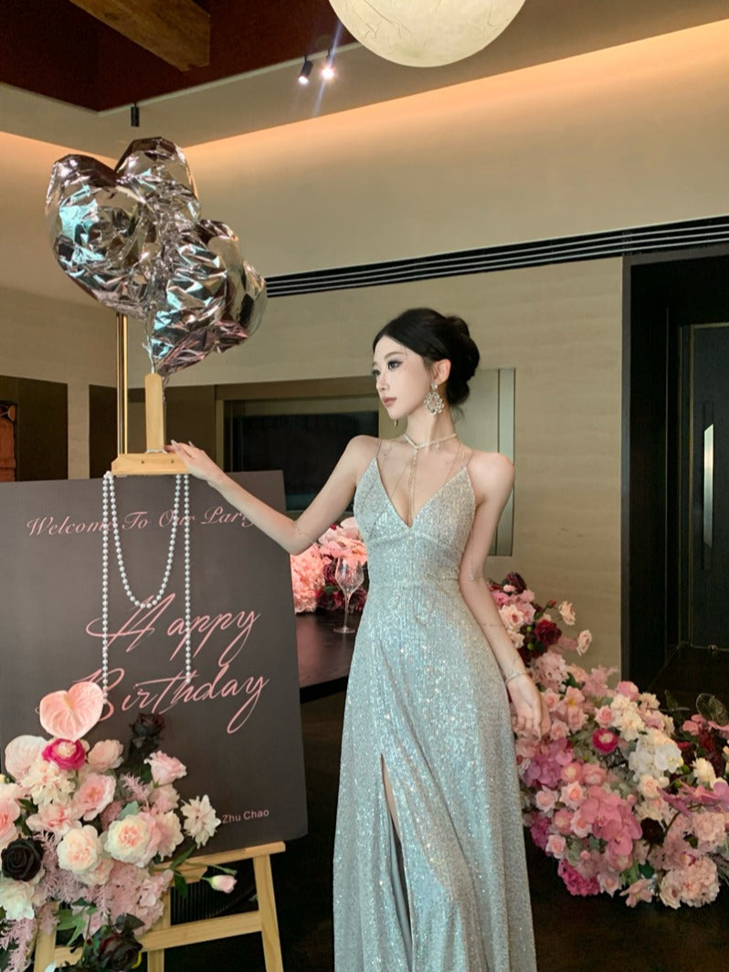 Sequin Blue Maxi Dress – Stunning Birthday & Evening Gown
