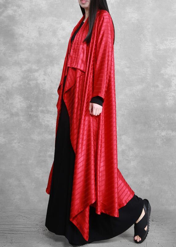 Unique Asymmetric Fabrics Red Striped Maxi Dresses