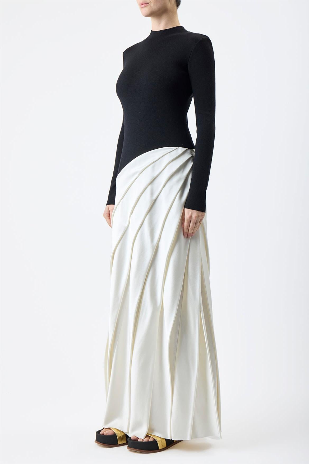 Round Neck Long Sleeve Splicing  Midi Dress