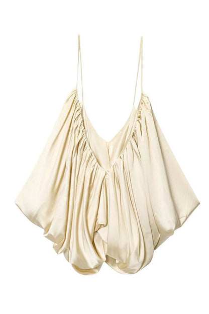Margovil Spaghetti Strap Draped Satin Top