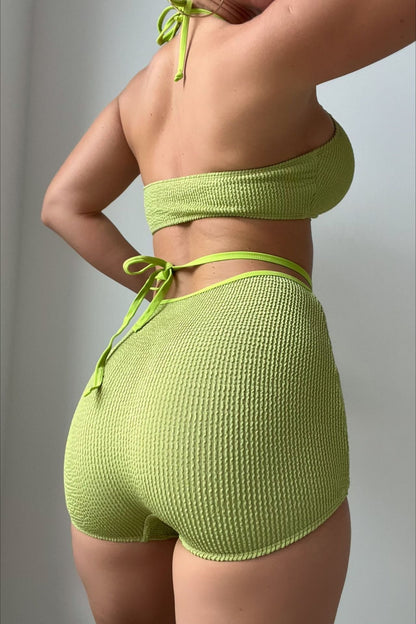 Plain Color Halter Bikini Two Piece Swim Set