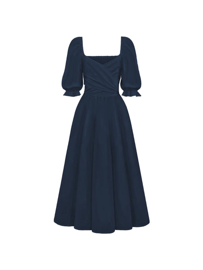 SUNSET SANDS TWO WAY WEARABLE MIDI DRESS - NAVY