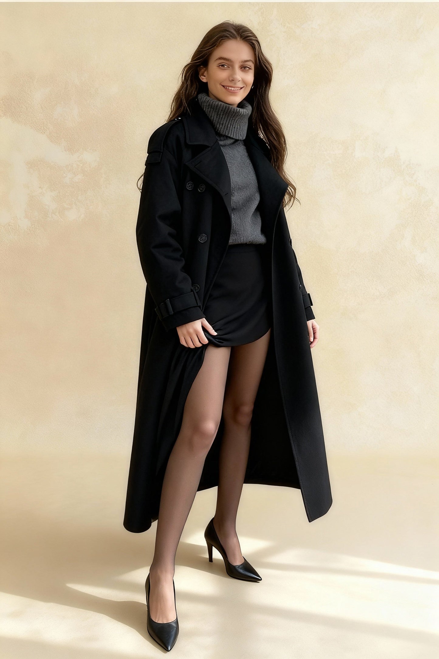 Thicken Double Button Lapel Coat