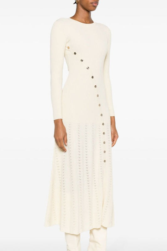 Asymmetrical Button Sweater Dress