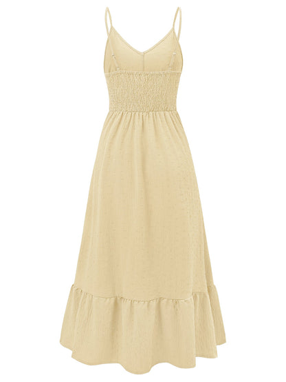 Clementina Crochet Waist Midi Dress - Apricot
