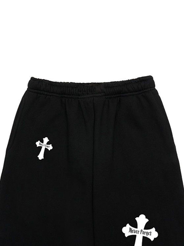 Hip Pop Cross Print Bound Feet Sweatpants