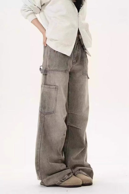 Loose Fit Distressed Floor Length Jeans