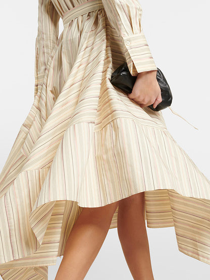 Shirt Dresses Button Up Belted Irregular Daily Casual Midi Dress
