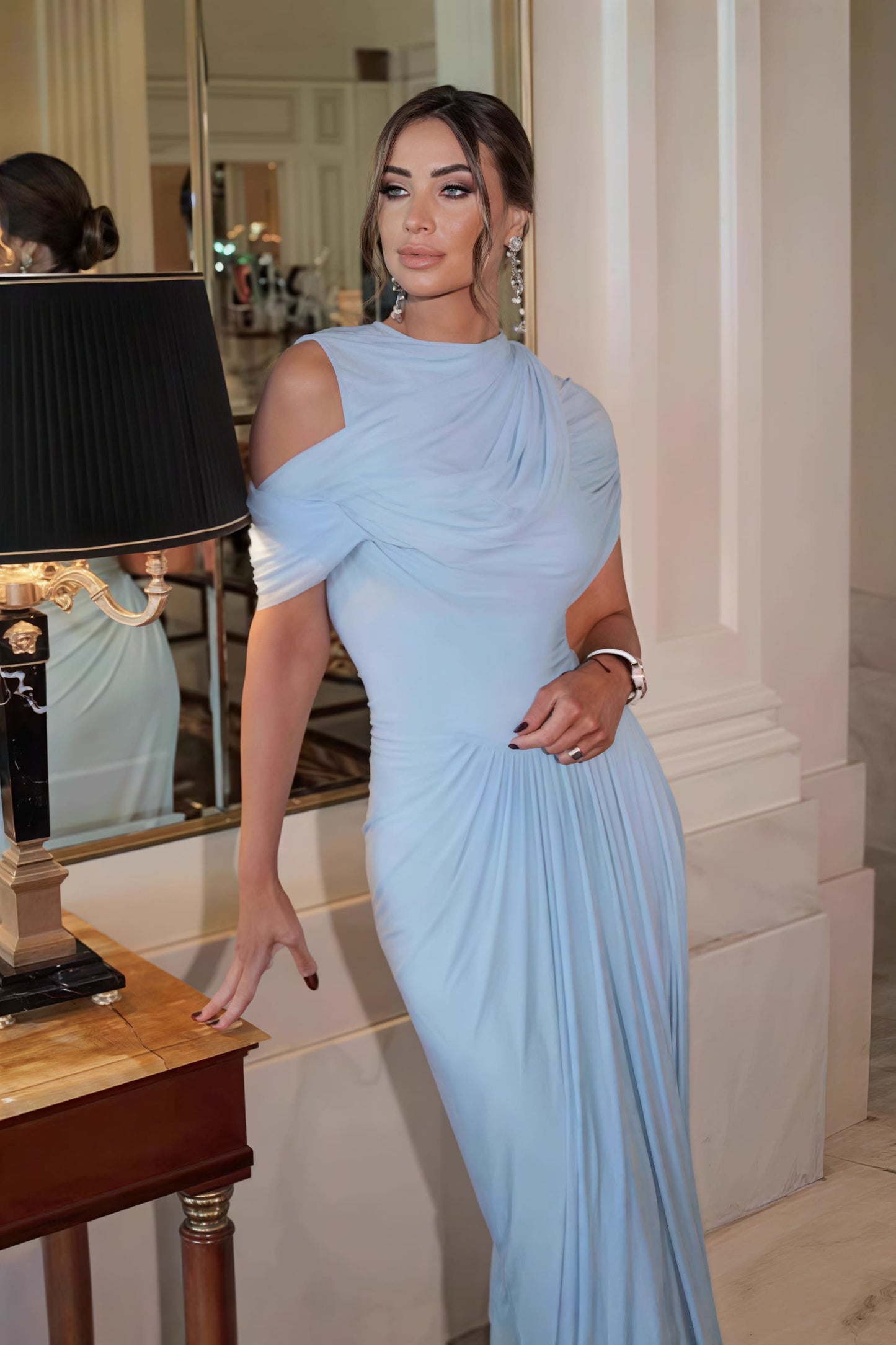 | Ruched Solid Maxi Dress