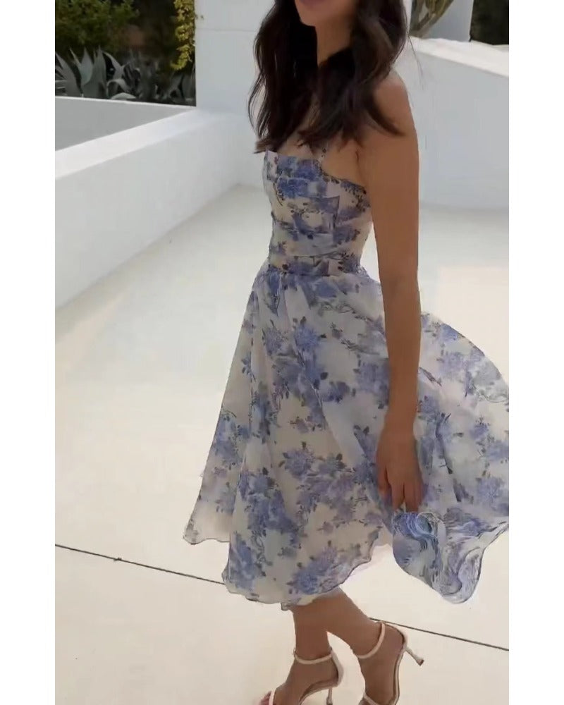 Hydrangea Haven - Dreamy Spaghetti Strap Midi Dress