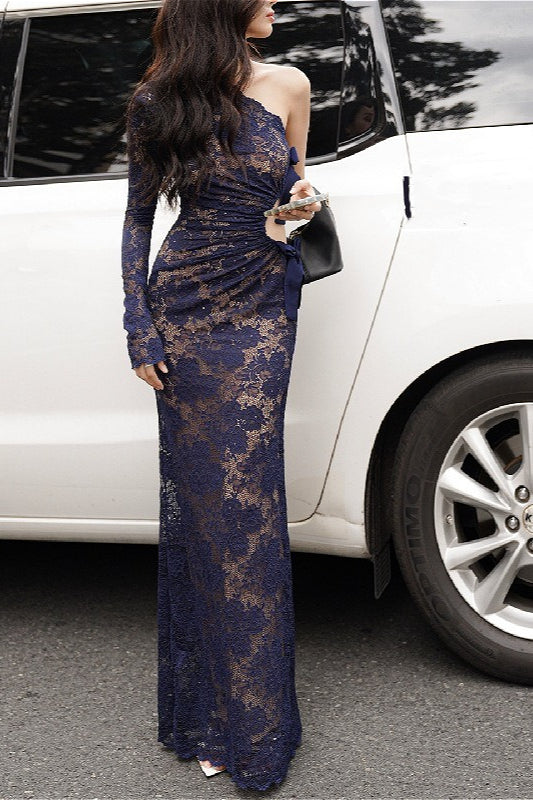 | Lace One-Shoulder Maxi Dress