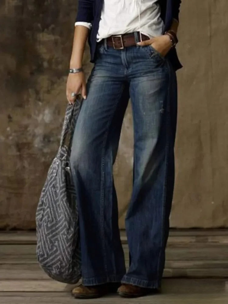 Vintage Style Loose Wide Leg Streetwear Denim Jean