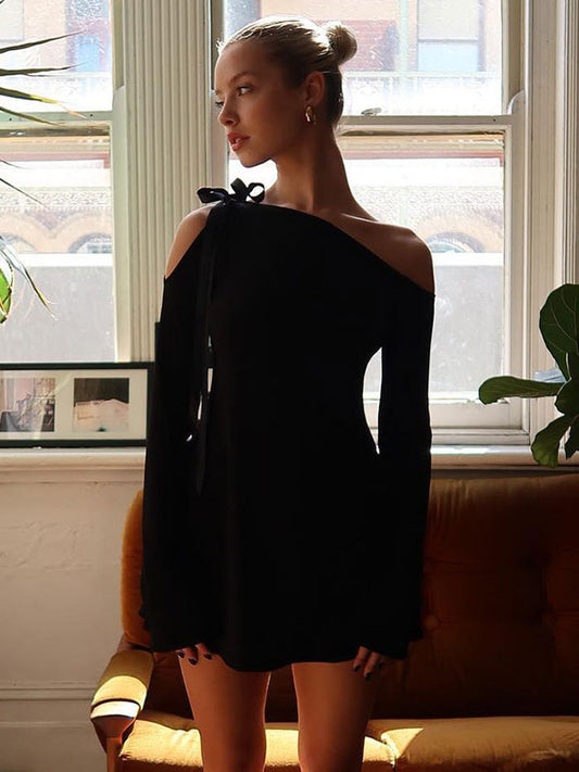 Bodycon Dresses Irregular Neck Long Sleeves Sexy Mini Dresses