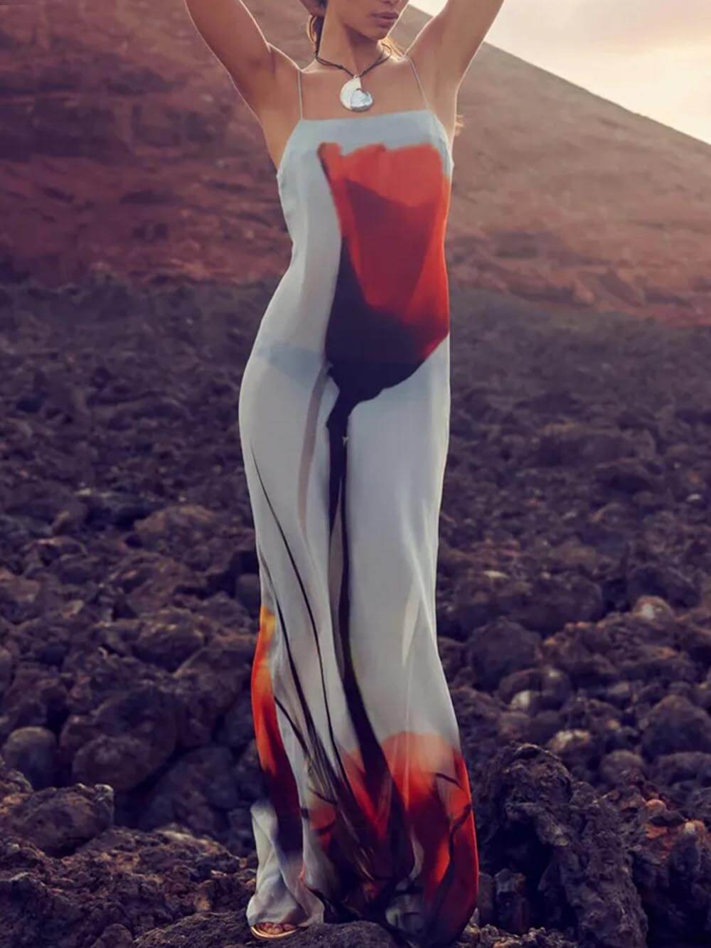 Elisa-Tulip Slip H-Line Maxi Dress