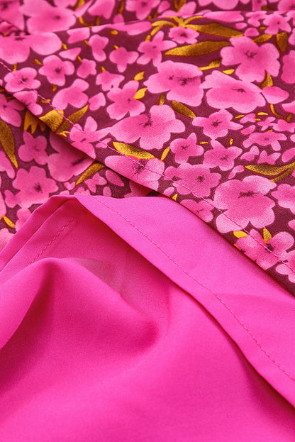 Rose Floral Print Puff Sleeve Babydoll Mini Dress
