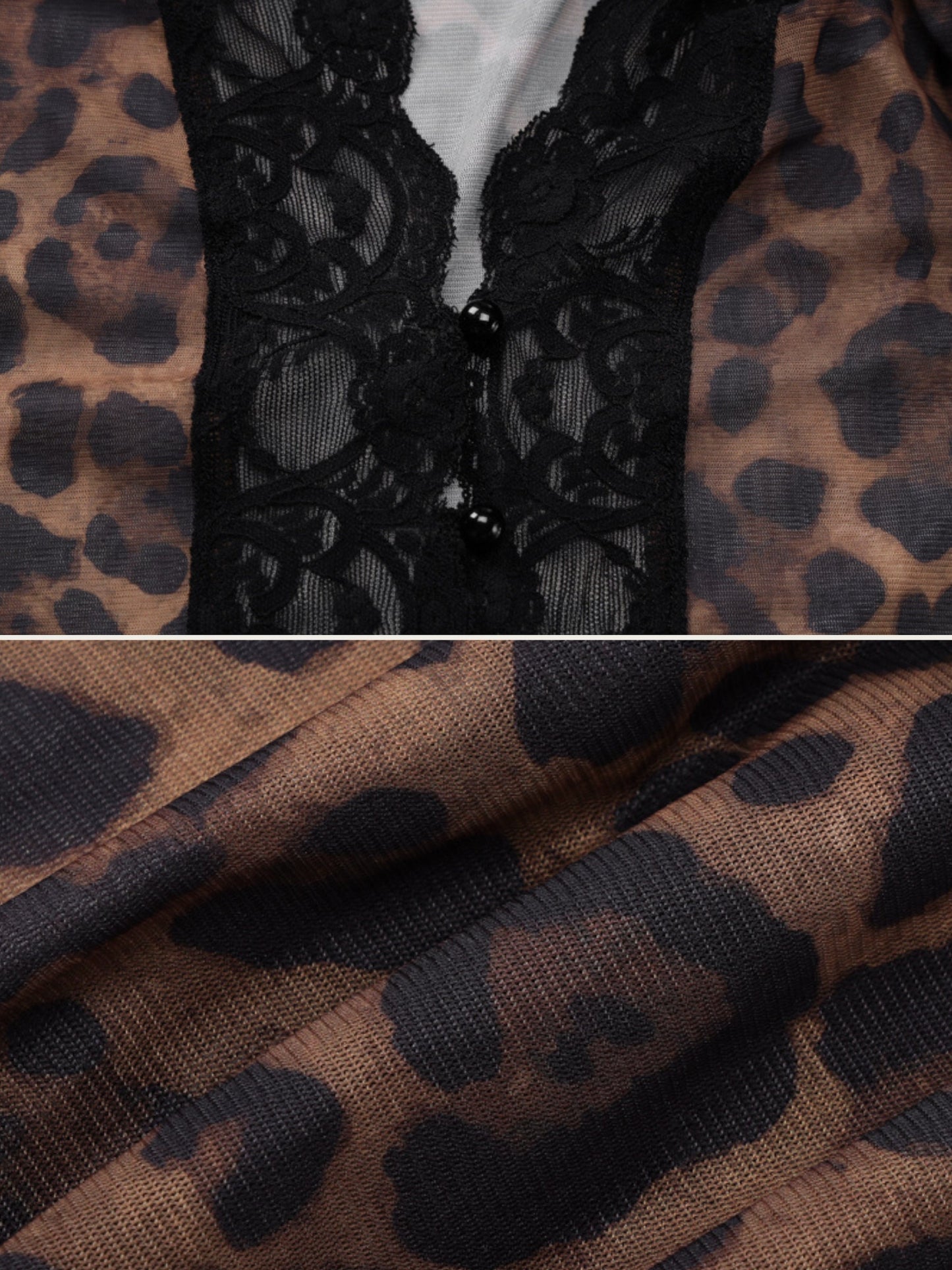 Wednesday Leopard Lace Mesh Top