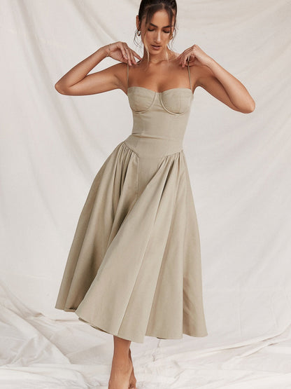 Camisoles Big Swing Solid Color Midi Dresses