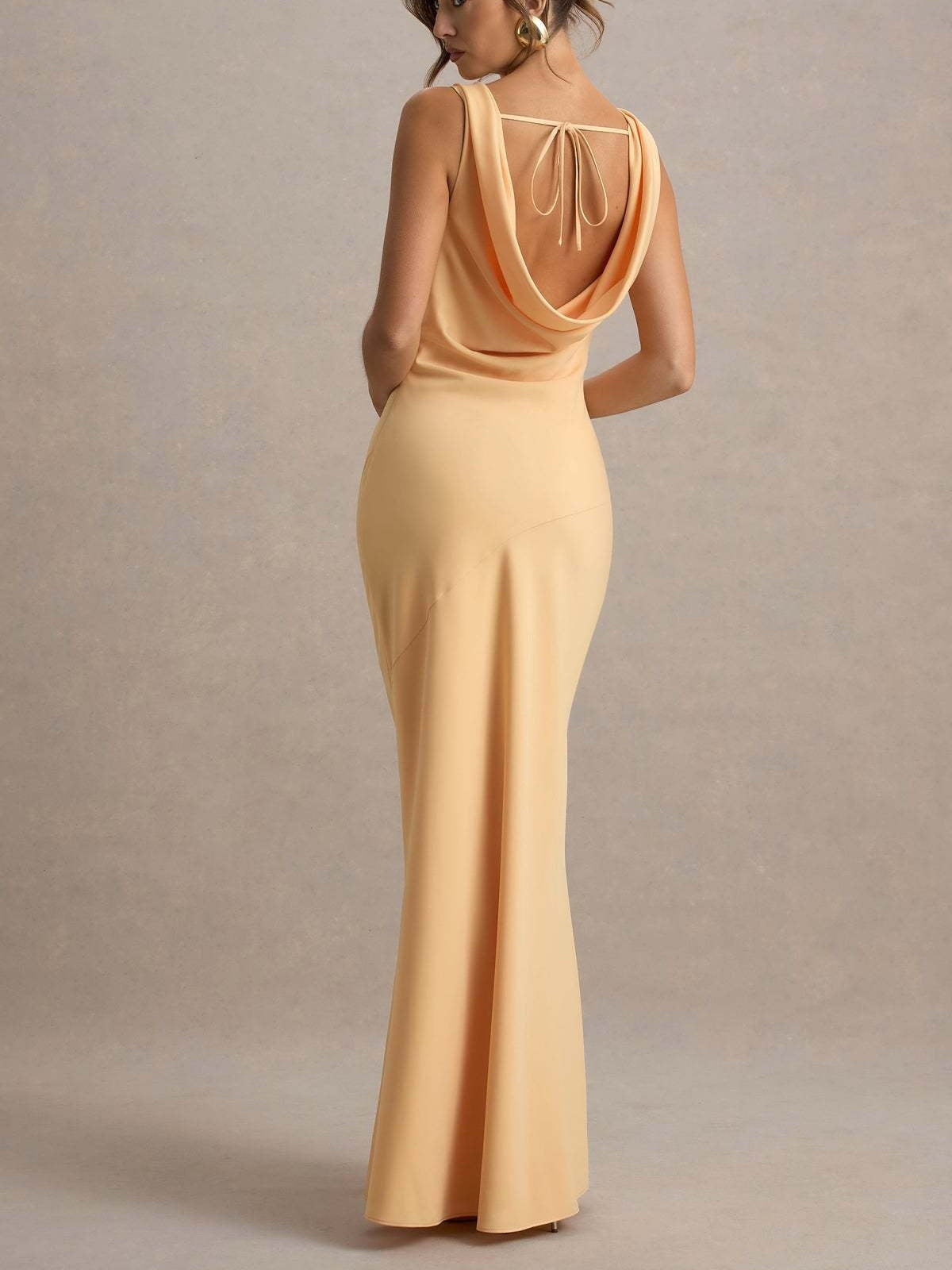 Satin Fitted Bodycon Fishtail Backless Sexy Zipper Maxi Dresses