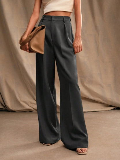 Commuting Loose High-waisted Straight Wide-leg Trousers