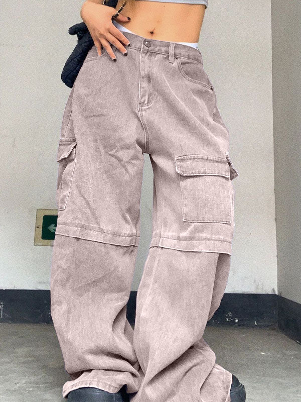 Retro Purple Big Pocket Cargo Jeans